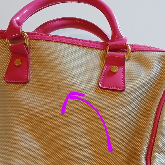 NWT Victoria Secret Cream & Barbie Pink Zippered Handbag - Picture 7 of 11